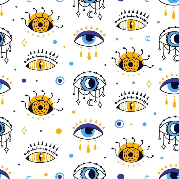 Místico mal de ojo de patrones sin fisuras fondo abstracto esotérico providencia magia vector textura