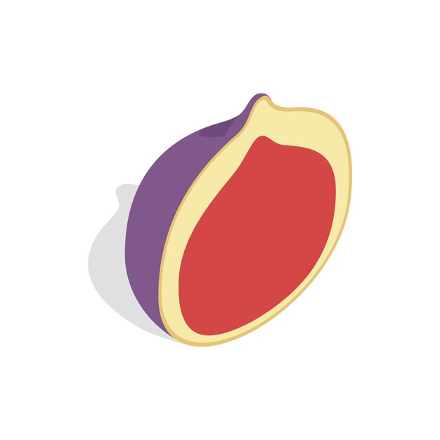 Vector la mitad del icono de la fruta de higo en estilo isométrico 3d sobre un fondo blanco