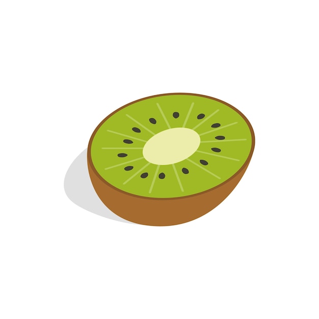 Vector la mitad del icono de kiwi en estilo isométrico 3d sobre un fondo blanco