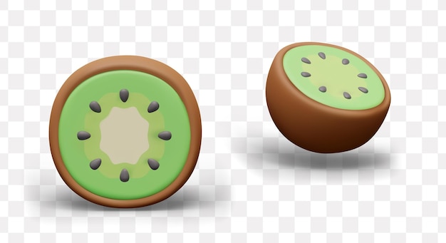 La mitad de kiwi maduro fruta dulce agria con carne verde bocadillo de vitaminas naturales