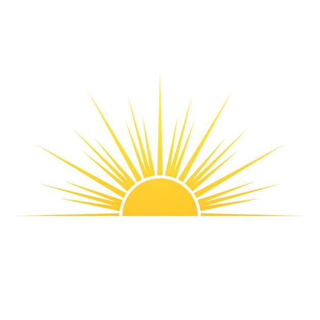 La mitad del sol amanecer y atardecer Estilo plano Ilustración vectorial aislado sobre fondo blanco
