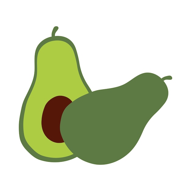 La mitad de un vector de aguacate doodle ilustración plana sobre fondo blanco.