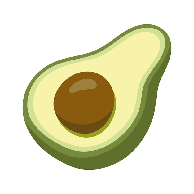 La mitad verde de verano del aguacate con semilla Ilustración de frutas de dibujos animados dibujada a mano