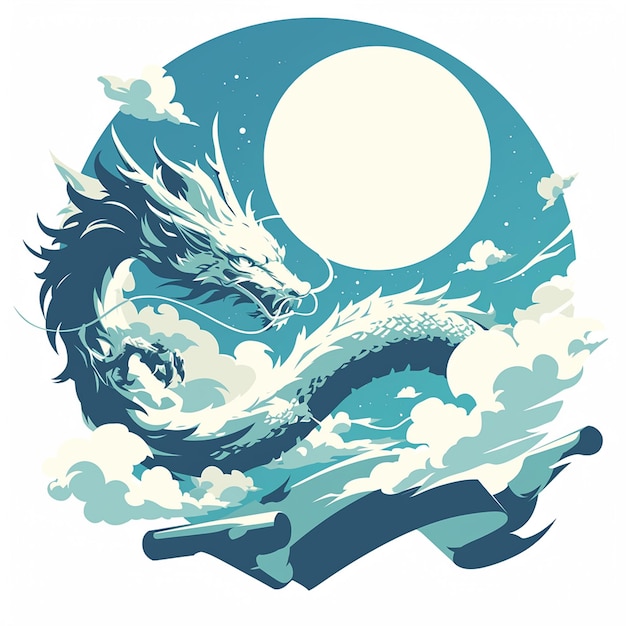 El mítico Qilin caminando entre las nubes en un pergamino