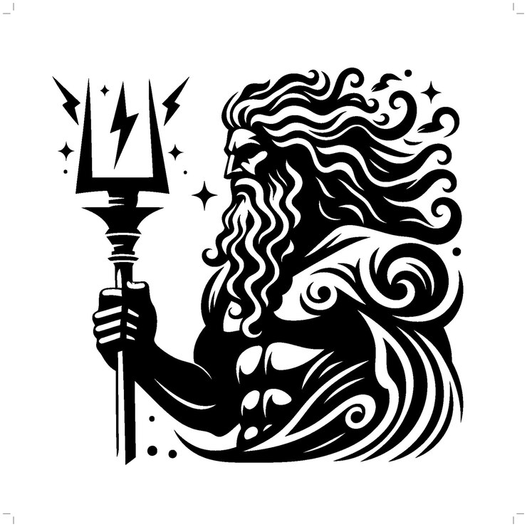 Vector la mitología de la deidad de zeus en el tatuaje tribal moderno arte de la línea abstracta de la divinidad contorno minimalista vector