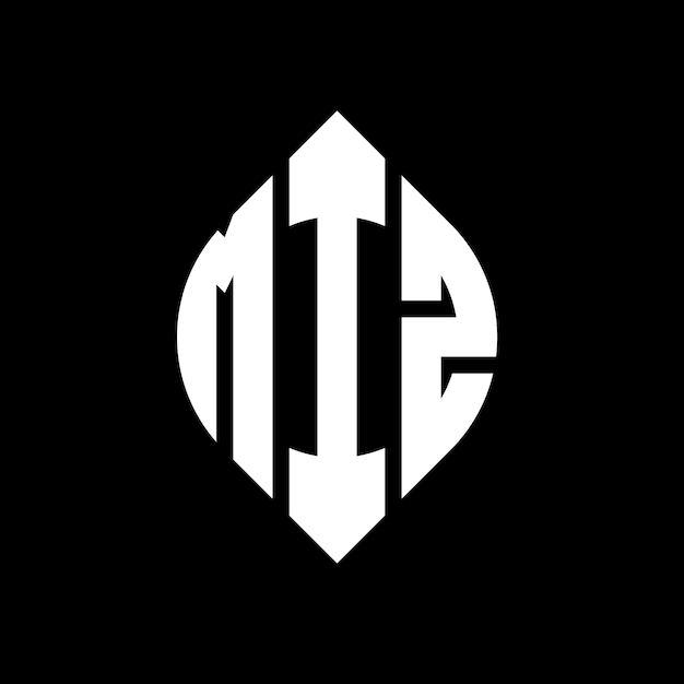 MIZ diseño de logotipo de letras circulares con forma de círculo y elipse MIZ letras elípticas con estilo tipográfico Las tres iniciales forman un logotipo de círculo MIZ Emblema de círculo Abstracto Monograma Carta Marca Vector