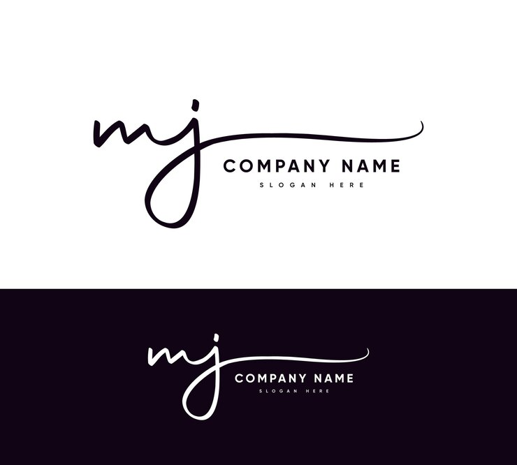 mj mj letra inicial manuscrita y logotipo de firma