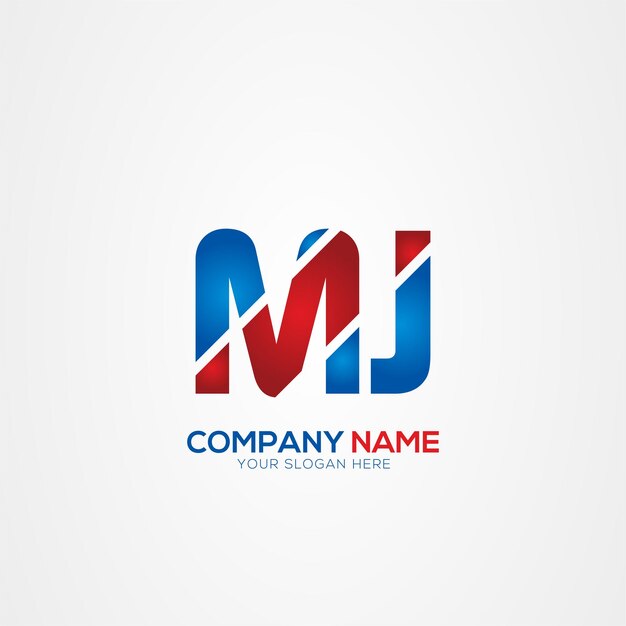 MJJ Creative Modern Letters Diseño del logotipo Elemento rojo y azul