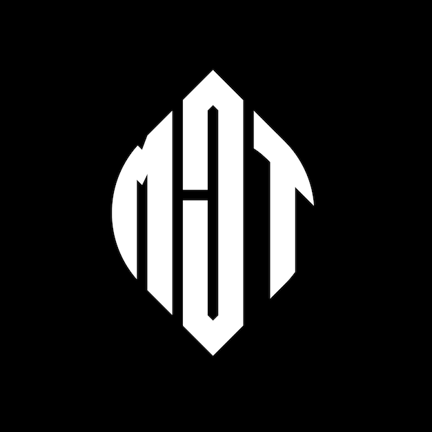 MJT diseño de logotipo de letras circulares con forma de círculo y elipse MJT letras elípticas con estilo tipográfico Las tres iniciales forman un logotipo de círculo MJT Círculo Emblema Monograma Abstracto Carta Marca Vector