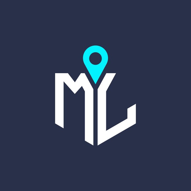 ML Diseño de logotipo de ubicación para reclutamiento y navegación Letra ML Icono vectorial del logotipo