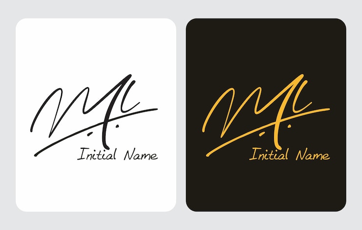 Ml Ml escritura a mano inicial Ml escritura a mano inicial plantilla de logotipo de firma vector letras de mano