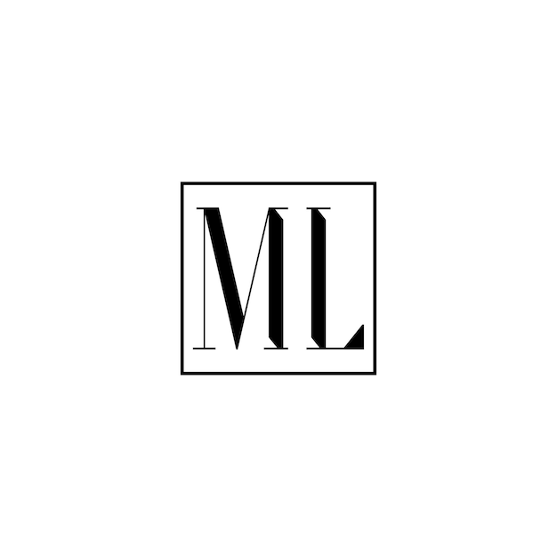 ML monograma logotipo diseño carta texto nombre símbolo monocromo logotipo alfabeto carácter simple logotipo