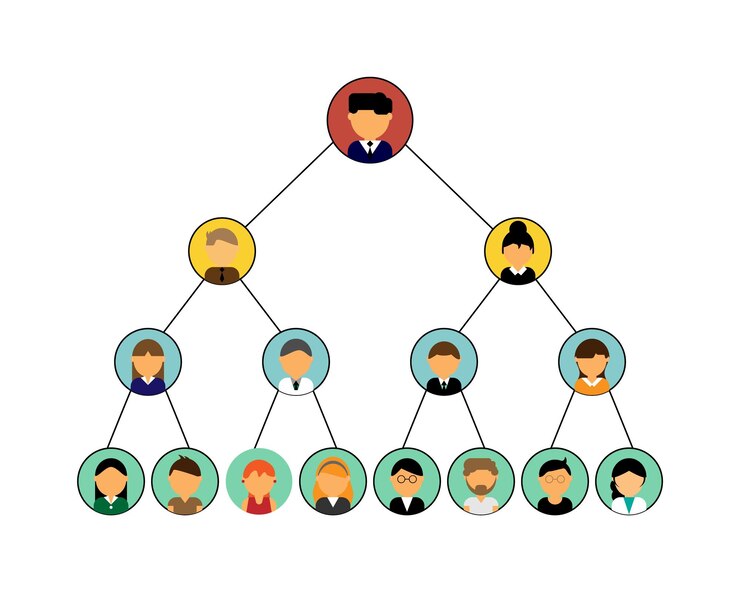 Vector mlm o esquema piramidal o organigrama de la empresa