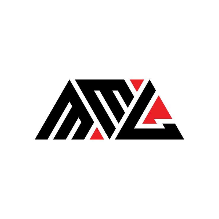Vector mml diseño de logotipo de letra triangular con forma de triángulo mml diseño del logotipo triangular monograma mml triángulo vectorial plantilla del logotipo con color rojo mml logo triangular sencillo elegante y lujoso logotipo mml