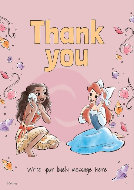 Moana y Ariel Tarjeta de agradecimiento