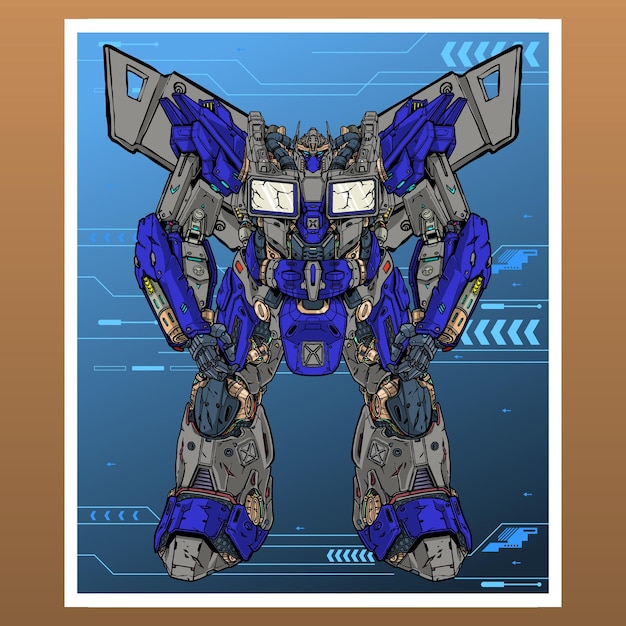 Mobile Fight gundam logo mecha robot construido por cabeza brazo cuerpo pierna arma ilustración
