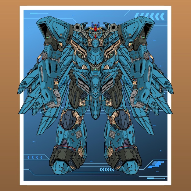 Mobile Fight gundam mecha robot construido por cabeza brazo cuerpo pierna arma ilustración