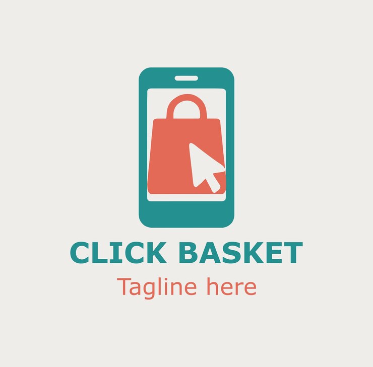Mobile Shopping Logo Click Basket Design for Ecommerce Businesses