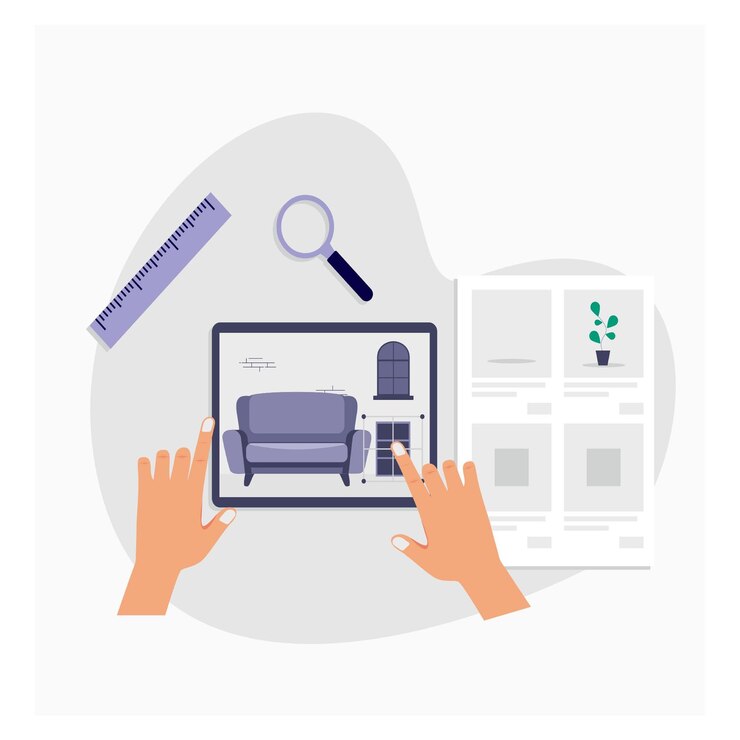 Vector mobiliario de realidad aumentadadiseño plano interior