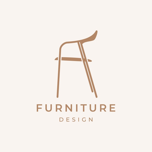 Mobiliario de sillas diseño de logotipo de interior ilustración diseño de arte de línea