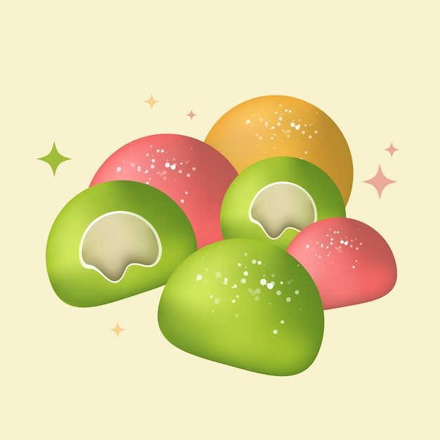 Mochi Japón ilustración vectorial