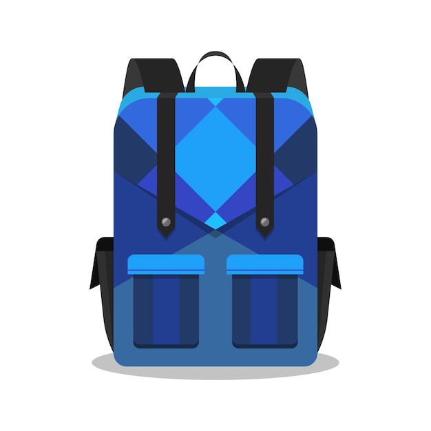 mochila azul aislada sobre fondo blanco de vuelta al apartamento de la escuela