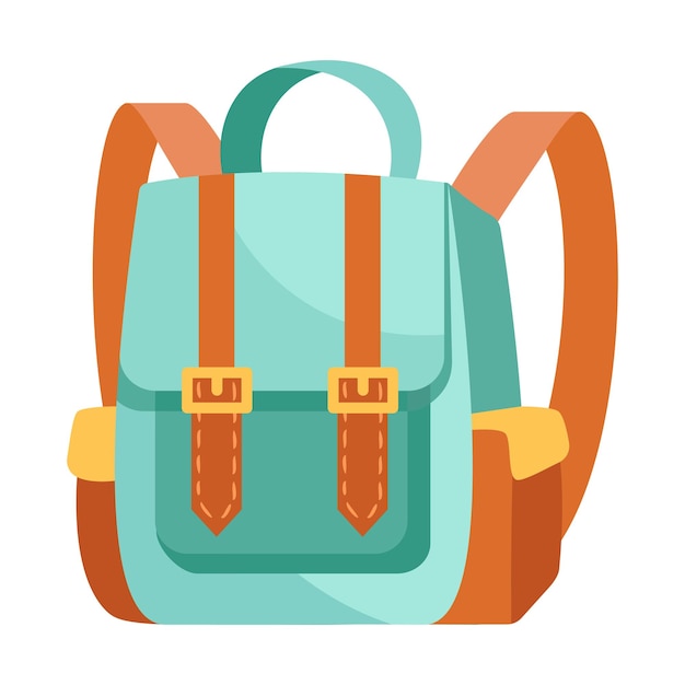 Una mochila azul y marrón de lujo aislada sobre un fondo blanco una mochila escolar linda con un pequeño bolsillo