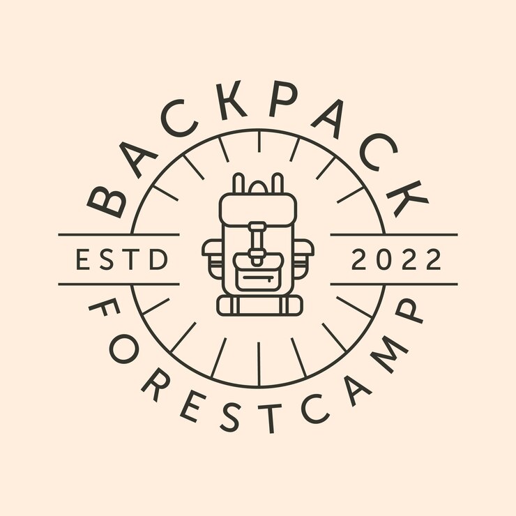 Vector mochila para bosque campamento línea arte logo vector símbolo ilustración diseño