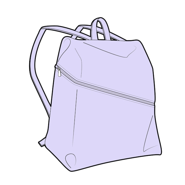 mochila clásica para mujeres diseño dibujo técnico por ilustrador adobe