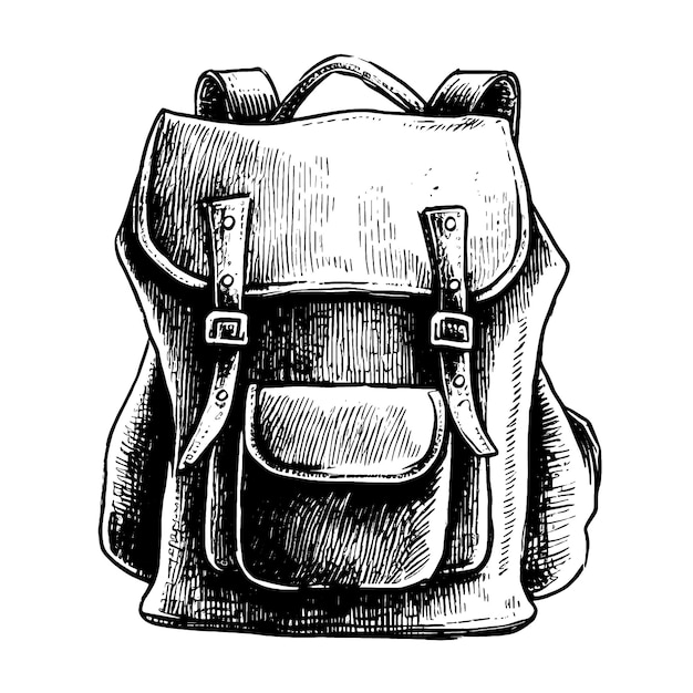 Mochila dibujado a mano ilustración vectorial