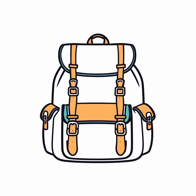 Mochila, dibujo, caricatura, ilustración, vector, diseño