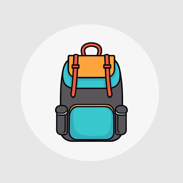 Mochila, dibujo, caricatura, ilustración, vector, diseño