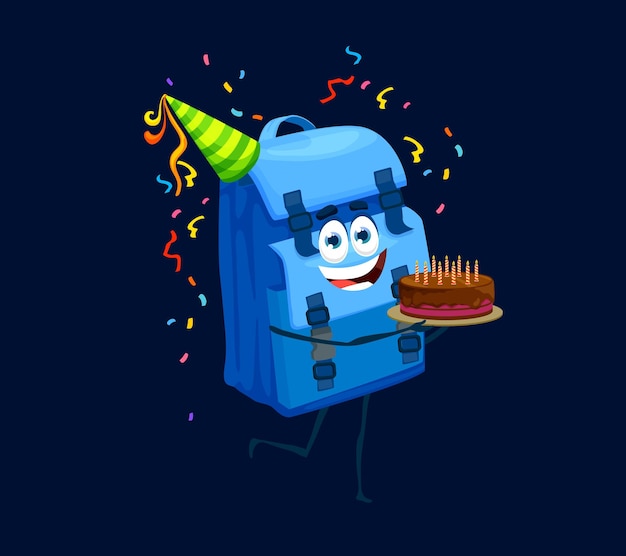 Vector mochila de dibujos animados de celebración de cumpleaños de vacaciones