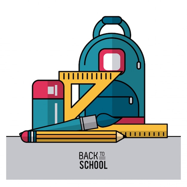 mochila y elementos esenciales de la escuela