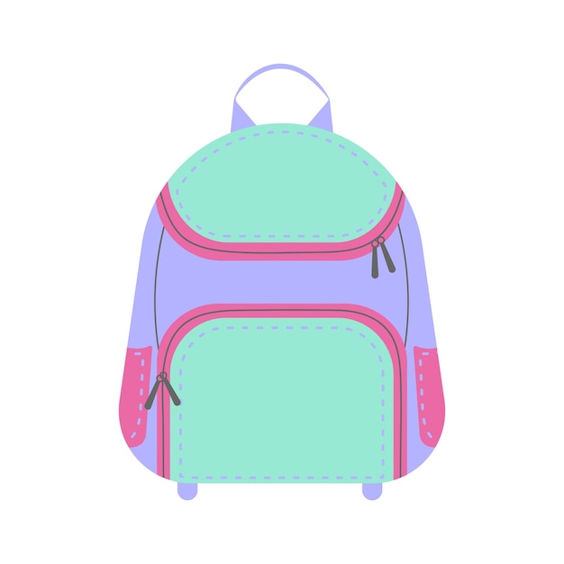 Mochila escolar aislada sobre fondo blanco Icono de mochila plana Regreso a la escuela y concepto de educación