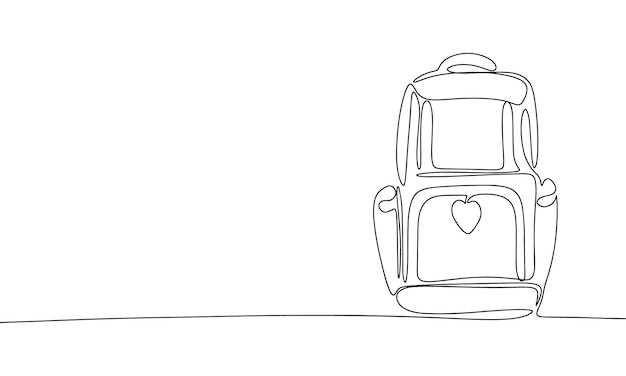 Mochila escolar arte de dibujo de línea continua Banner escolar simple abstracto Una línea continua