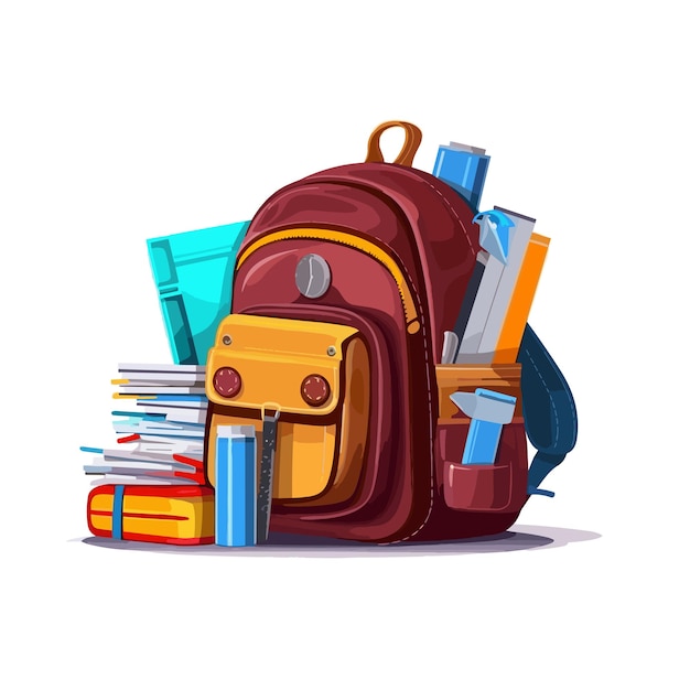 mochila escolar coloreada educación y estudio regreso a la escuela Estilo de dibujos animados