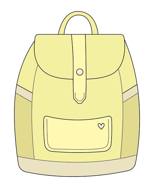 Mochila escolar doodle negro y amarillo regreso a la escuela ilustración vectorial