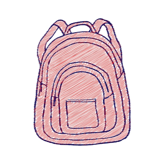 Vector mochila escolar, escuela, icono de bolsa dibujo rojo