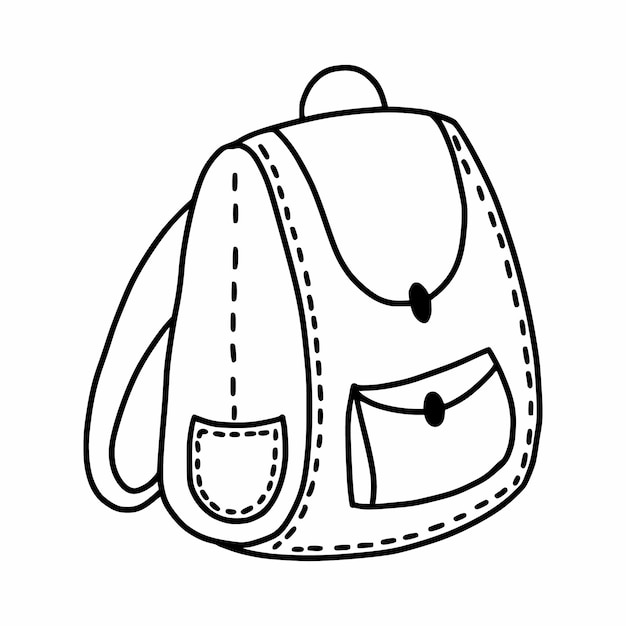 Vector mochila escolar icono vectorial con garabatos bolsa de viaje