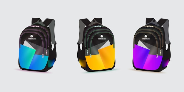 Vector mochila escolar con el logotipo de la vuelta a la escuela