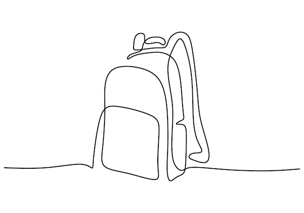 Mochila en estilo de dibujo de línea continua Boceto de línea negra de mochila