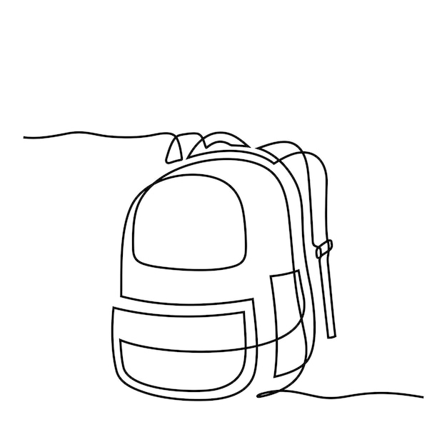 Vector mochila mochila escolar para estudiantes de escuela en estilo de línea continua concepto de regreso a la escuela dibujar a mano