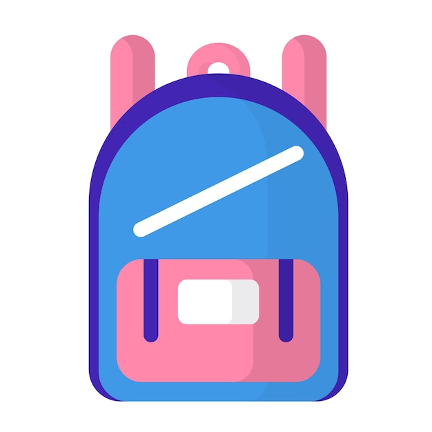 Mochila o bolso de escuela de dibujos animados de vector. De vuelta a la escuela.