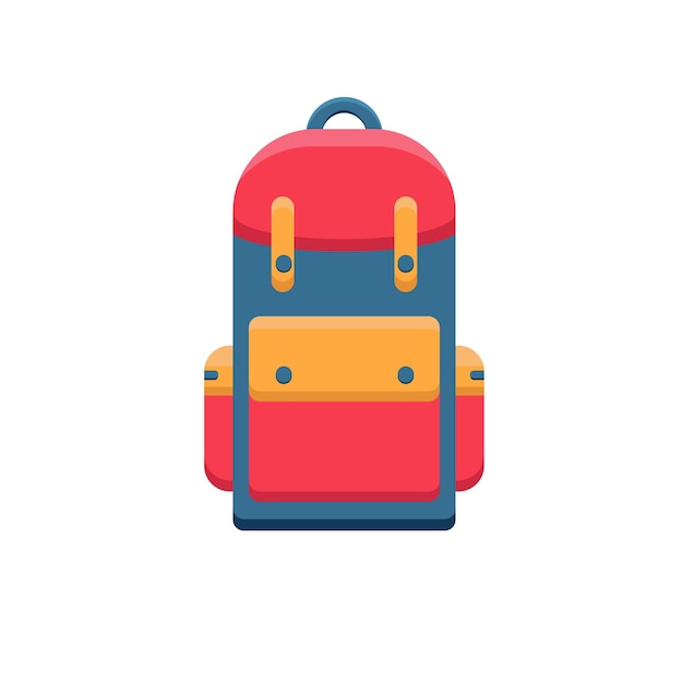 Mochila roja aislada sobre fondo blanco. ilustración vectorial moderna de moda de estilo plano