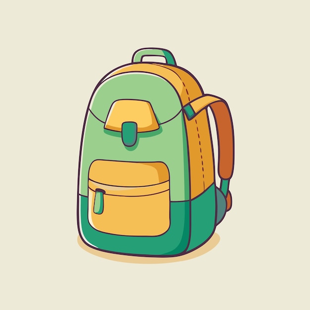 una mochila verde con una correa amarilla que dice quot mochila quot