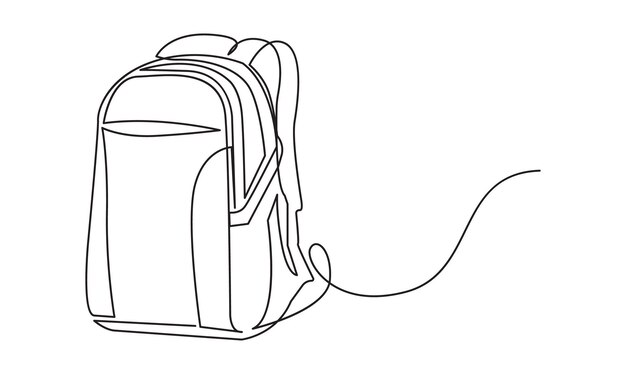 Mochilera continua de una línea dibujo simple aislado en fondo blanco concepto de viaje