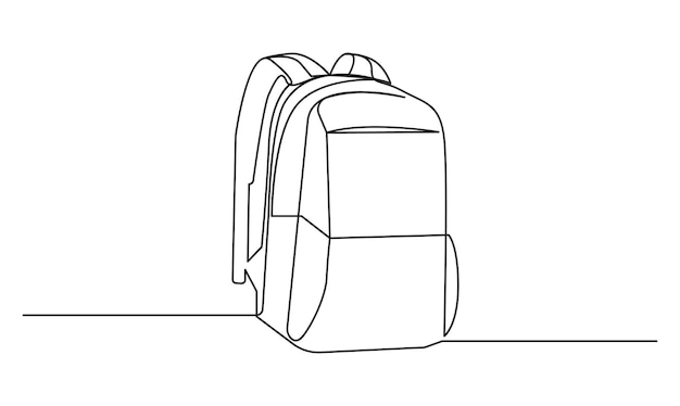 Mochilera continua de una línea dibujo simple aislado en fondo blanco concepto de viaje
