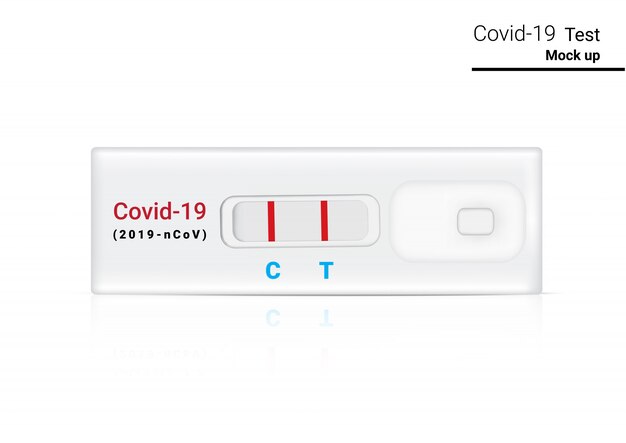 Mock up Gadget de análisis de sangre realista para Covid-19.