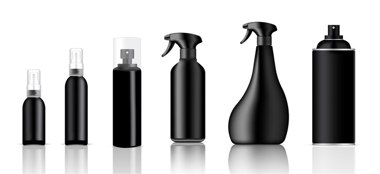 Vector mock up realistic black plastic spray